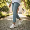 Adidasi dama casual albi cu verde 30664